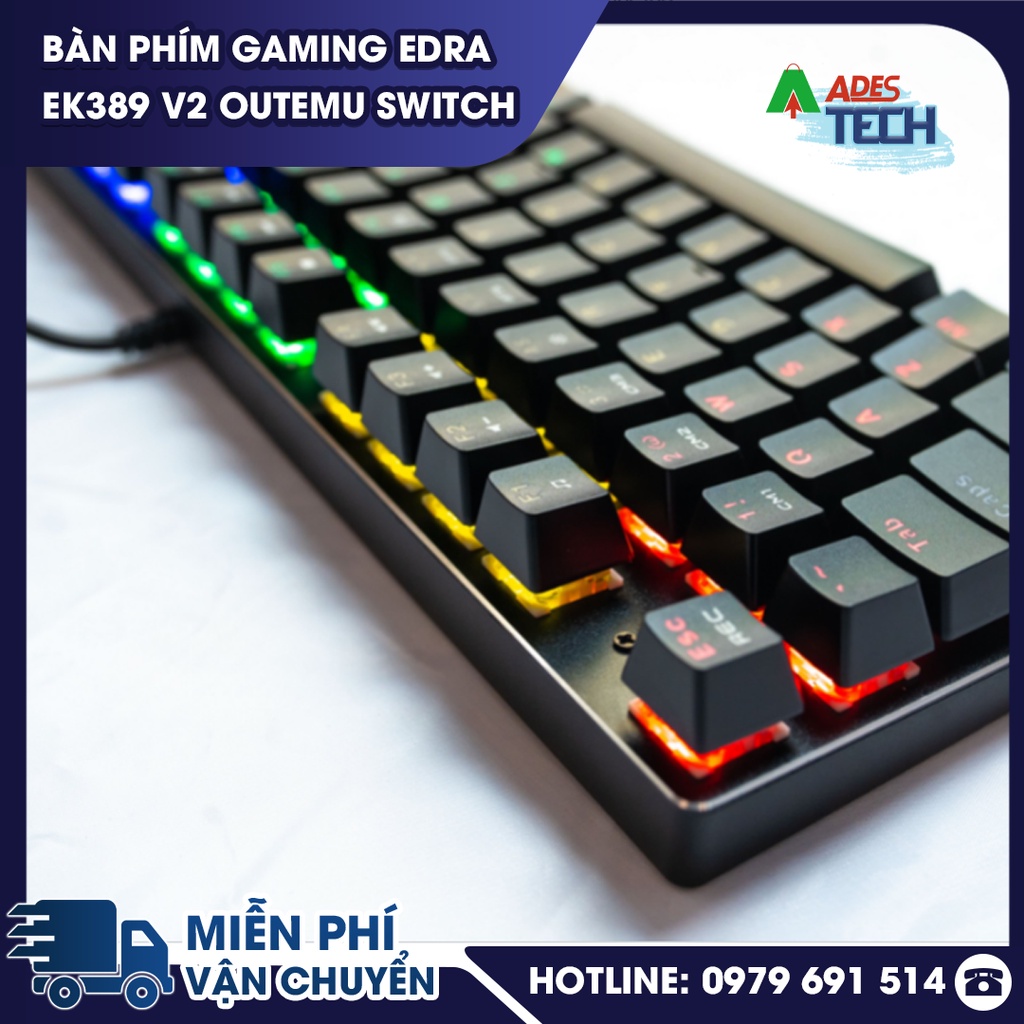 Bàn Phím Cơ Gaming EDra EK389 V2 LED Rainbow  | Bàn Phím Cơ Có Dây | Bảo Hành 24 Tháng