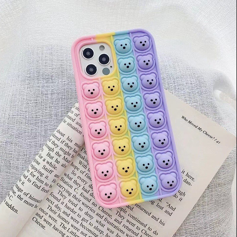 Ốp Điện Thoại Silicon Dẻo Họa Tiết Gấu &amp; Cầu Vồng Dễ Thương Cho For iPhone 11 12 Pro 7 8 Plus X Xr Xs Max