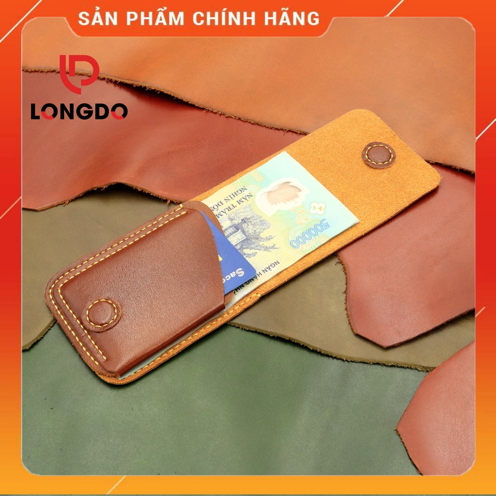 Ví Sen 3 Cao Cấp - Cam Kết 100% Da Bò Thật - Ví Da Bò Mini Màu Bò Cháy Hàng Chính Hãng Thương Hiệu Longdo Leather