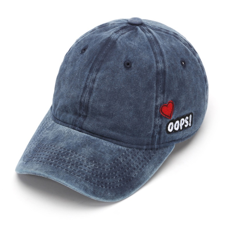 Mũ Lưỡi Trai Denim Thêu Hình Trái Tim