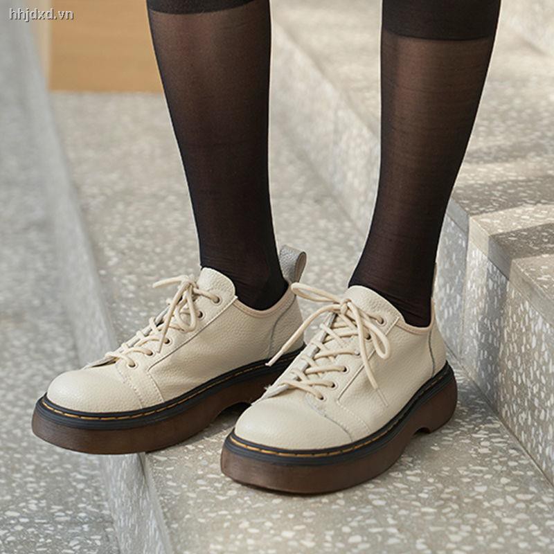 ✜Thick-soled British Style Small Leather Shoes Women Spring 2021 New Net Red Korean Version Wild Casual Retro Single Oxford