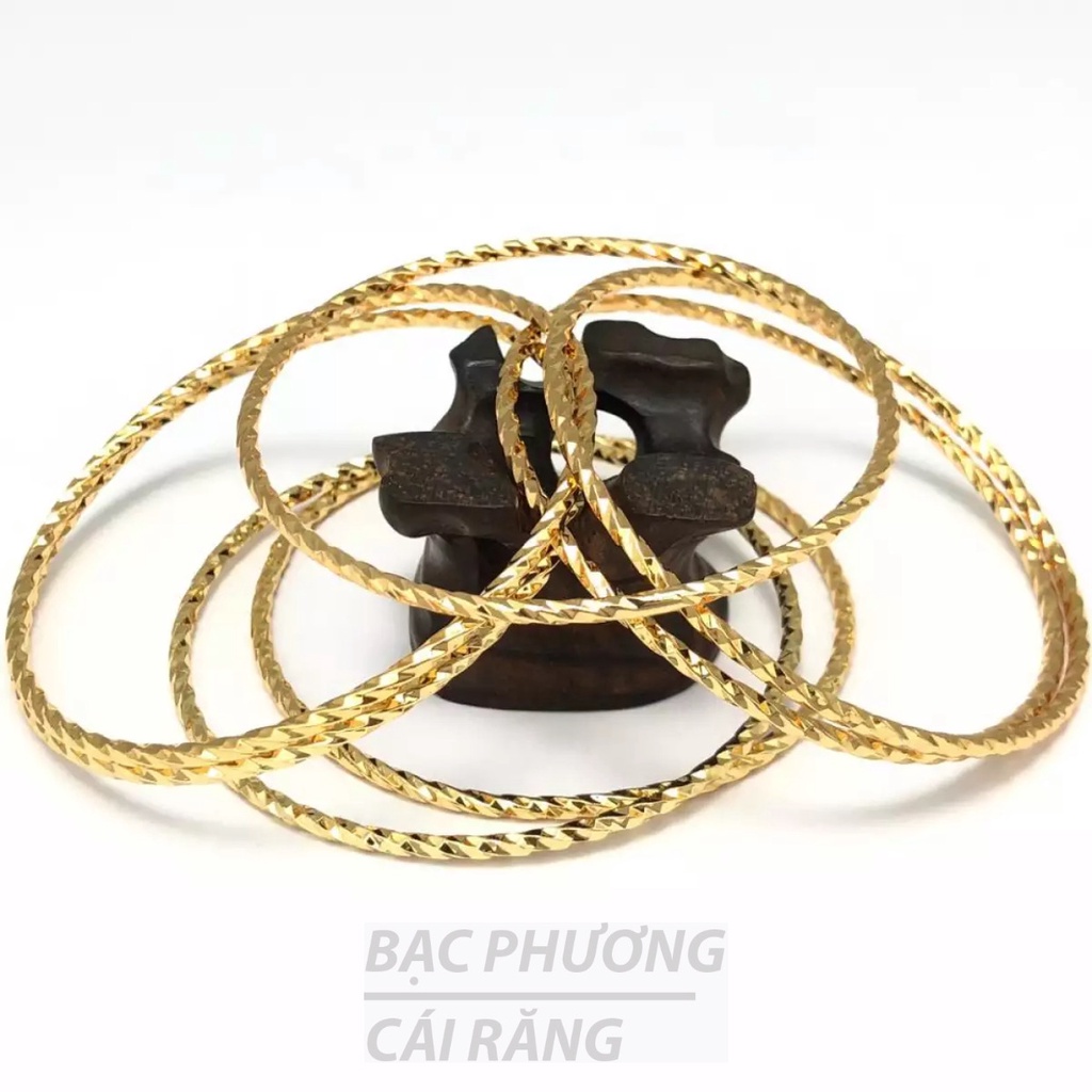 BỘ 7 VÒNG XIMEN BẢN TRÒN HOẠ TIẾT MẮT TRÚC & XOẮN MẠ VÀNG 18K