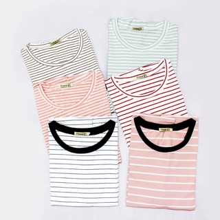 Áo thun F21 form rộng hàng VNXK - Áo phông cotton tay lỡ phối kẻ trẻ trung năng động thoáng mát