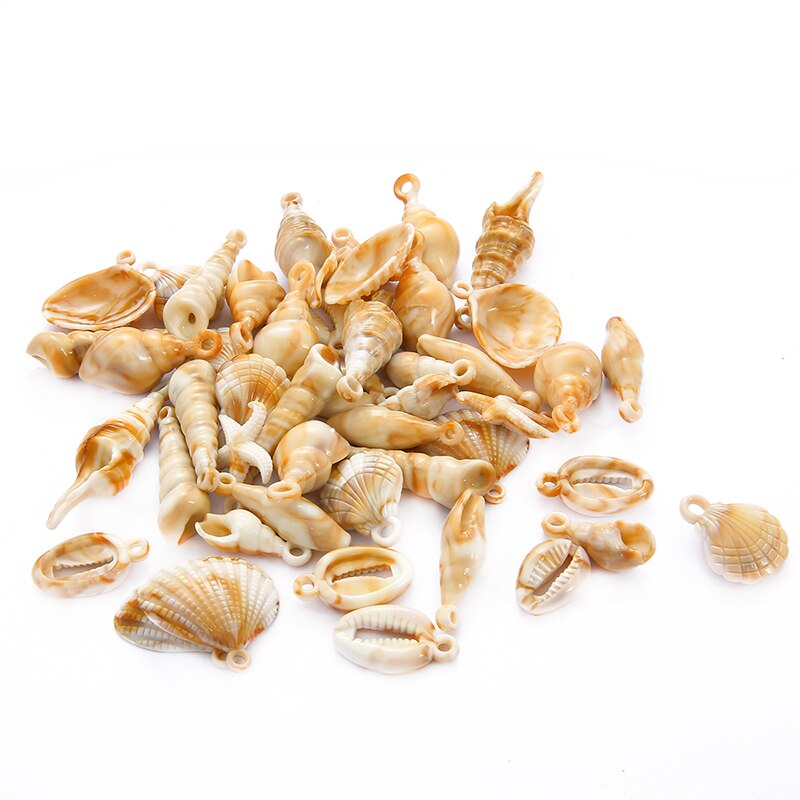 Phụ kiện hạt hình cá ngựa / vỏ sò / sao biển bằng nhựa nhiều kiểu dùng làm trang sức thủ công