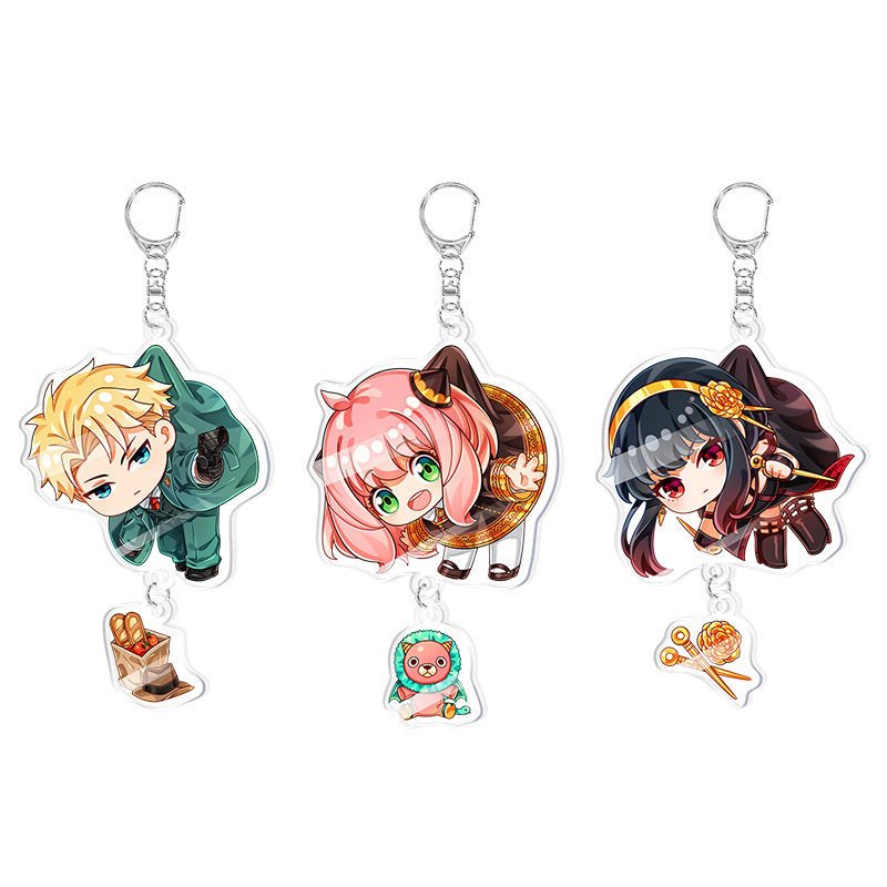 ( Mica trong acrylic ) Móc khóa in hình SPY X FAMILY ver TREO THẢ - GIA ĐÌNH ĐIỆP VIÊN anime chibi xinh xắn