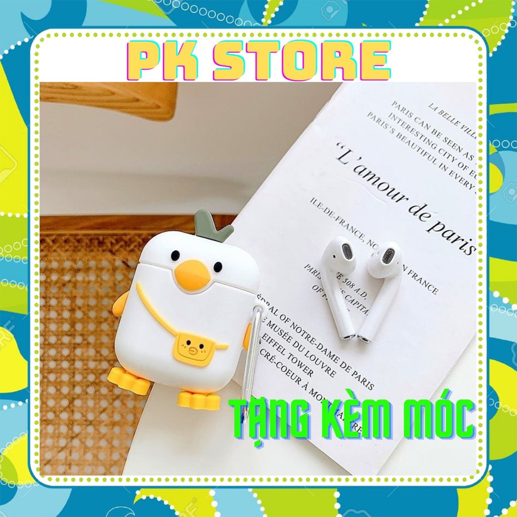Vỏ bảo vệ đựng tai nghe airpod hình vịt đeo vali Air 1 /Air 2/ i11/ i12/i99/i16