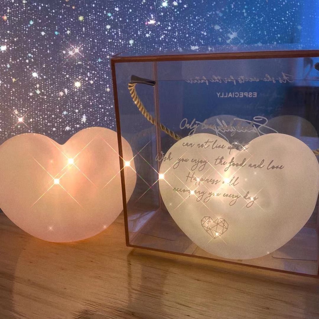 Mới Đèn Ngủ LED Hình Trái Tim Màu Hồng Và Vàng Dễ Thương Dùng Trang Trí Phòng Ngủ