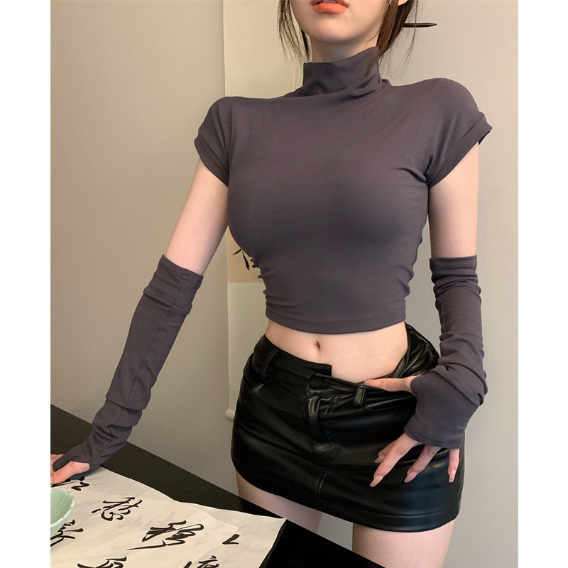 Áo Croptop Tay Dài Thiết Kế Ôm Sát Quyến Rũ