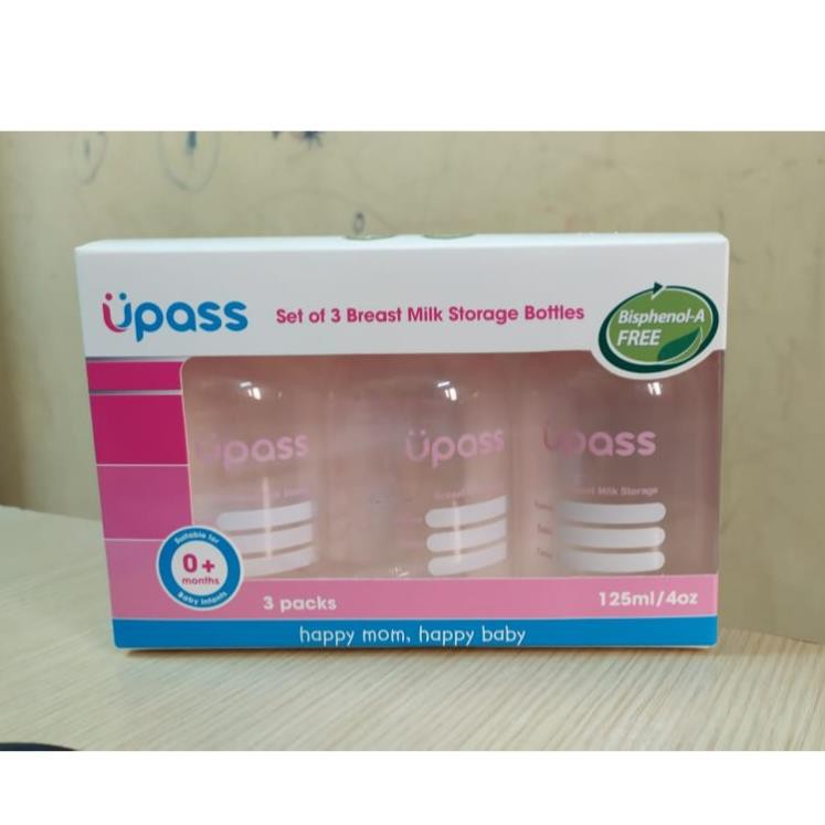 Bộ 3 Bình trữ sữa Upass (125ml/ bình) - cất trữ sữa tiện lợi cho mẹ và bé