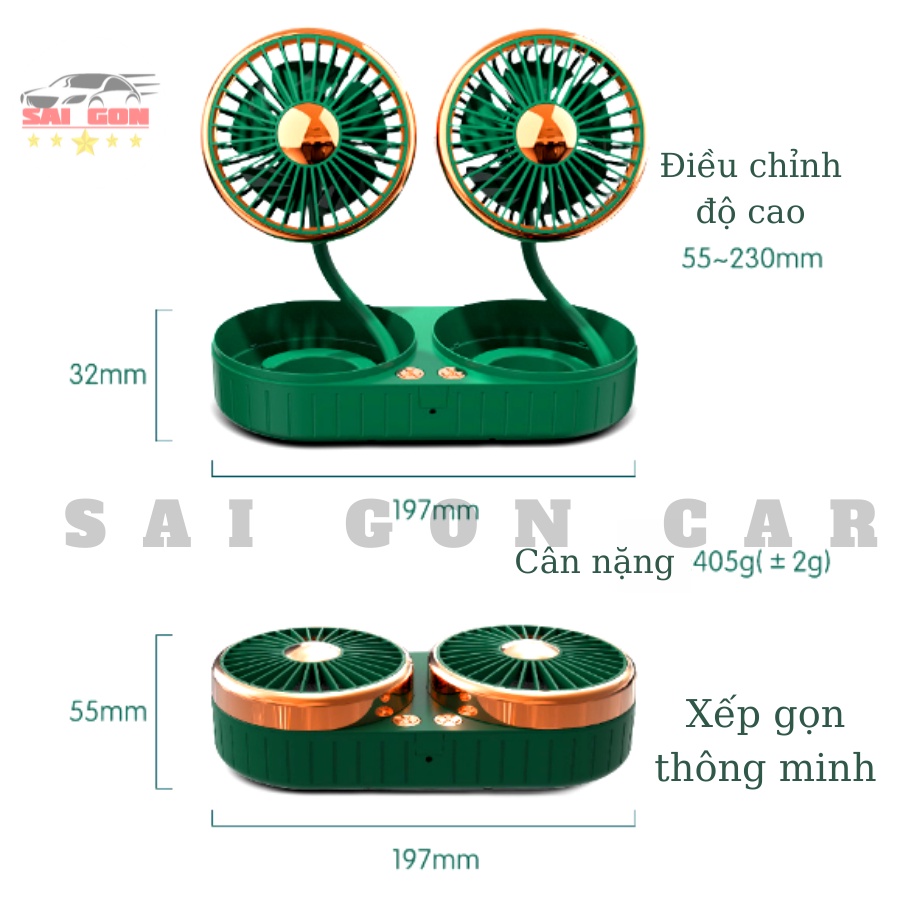 Quạt đôi mini để bàn dây cắm USB, quạt để bàn làm việc hoặc quạt trên xe ô tô đều rất đẹp, nhỏ gọn và tiện lợi