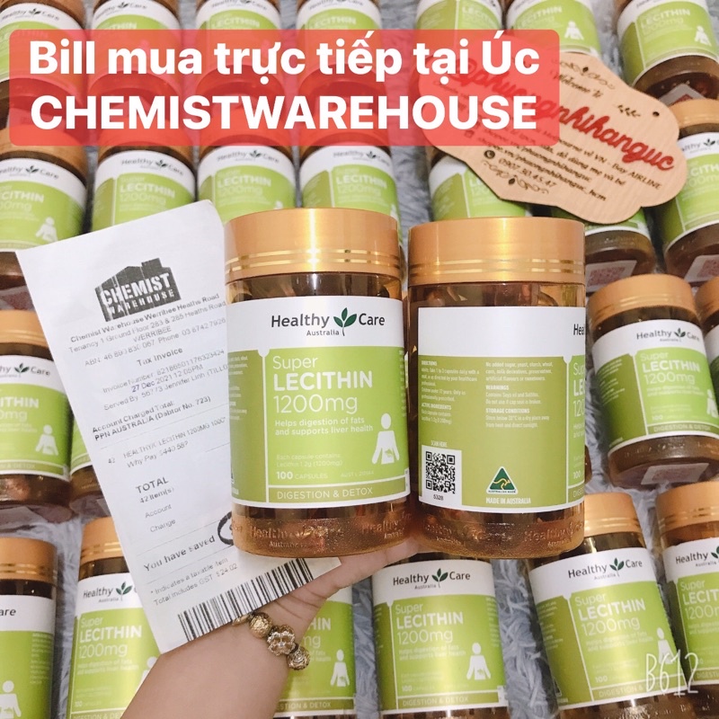 HÀNG CHUẨN AIR MUA TẠI ÚC - TINH CHẤT MẦM ĐẬU NÀNH HEALTHY CARE LECITHIN 100 VIÊN- DATE 2024