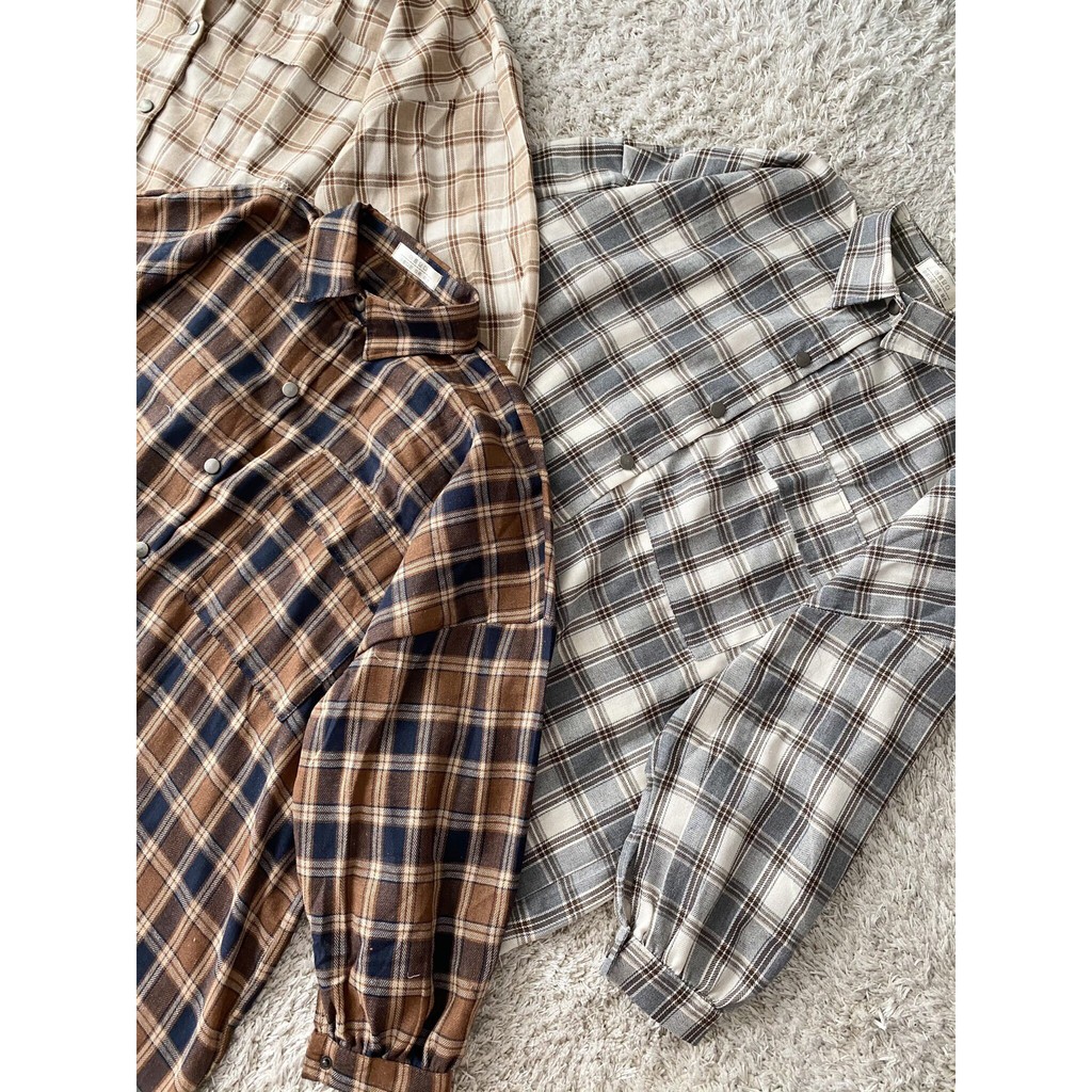 ÁO SƠ MI KẺ NỮ FORM RỘNG SIÊU KUTE