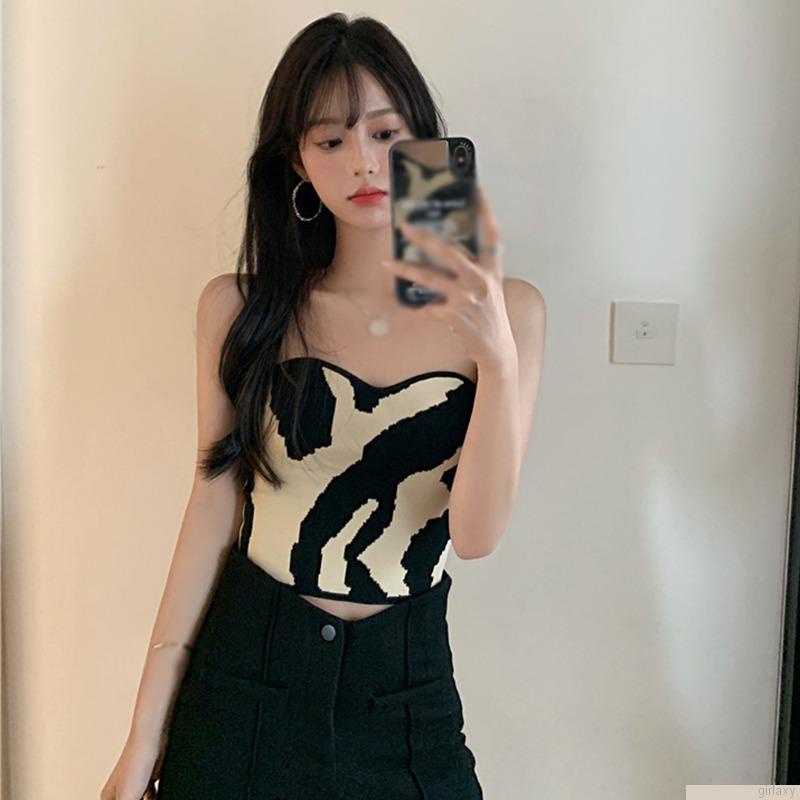 Áo ống họa tiết da bò sữa quyến rũ dành cho nữ