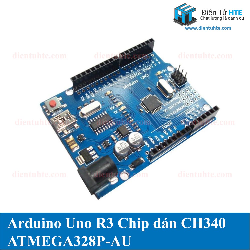 Arduino Uno R3 CH340 ATMEGA328P-AU Chip dán Kèm Cáp USB [HTE Quy Nhơn CN2]