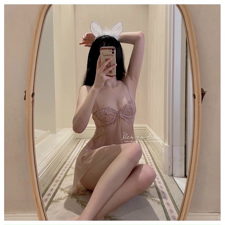 Sẵn sỉ Váy ngủ sexy Quảng Châu[FREESHIP]- SP049 - Váy ngủ xuyên thấu cup ngang tôn dáng nâng ngực QCCC