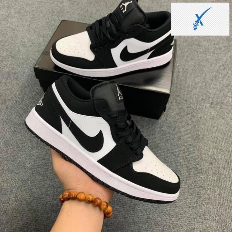 🙅 Giày Sneaker Nam Nữ Đen Trắng Cổ Thấp, Giày Nike Jordan Panda JD1 Full Box Bill -H*&* 🙅