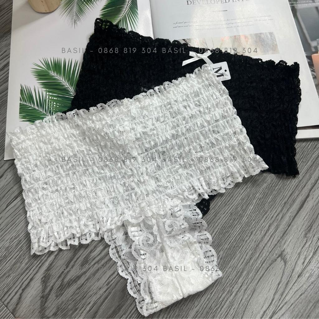 Quần lót nữ S12 set 2 quần cạp cao ren hoa gợi cảm BASIL