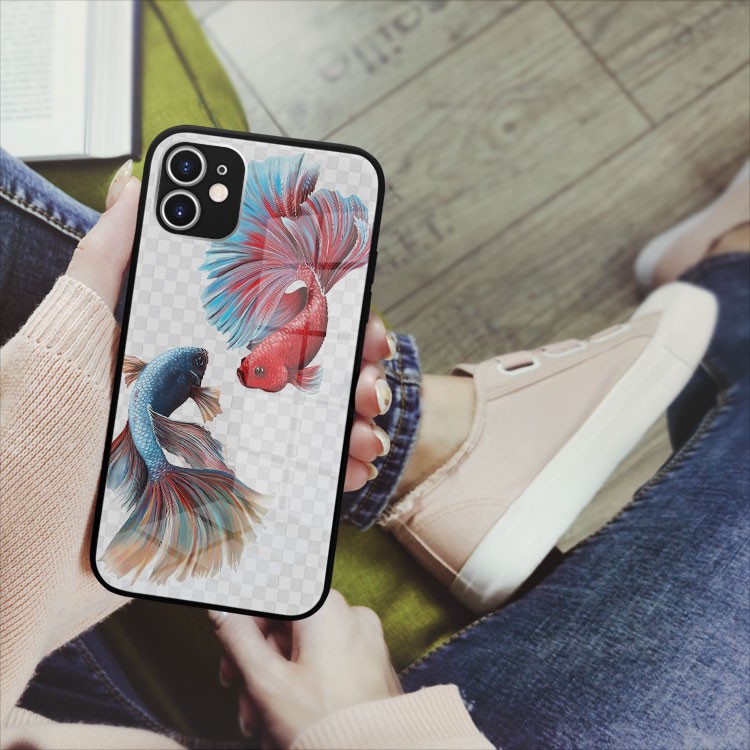 Ốp kính cường lực hình Cá Nice Fish chất cho dòng Iphone từ 5 đến 12 OK-BET20210060