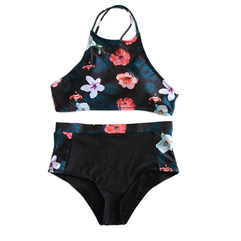 Bikini lưng cao in hoa thời trang cho nữ