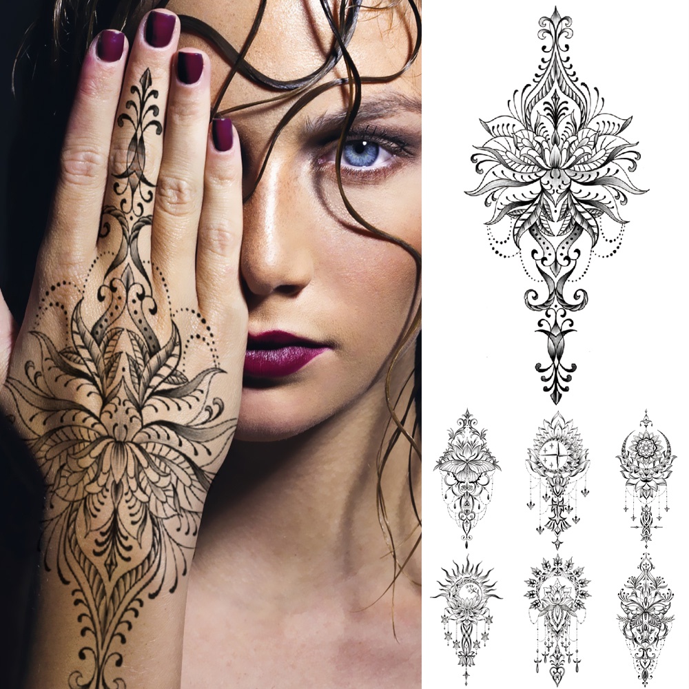 Hình Xăm Tạm Thời Henna Mehndi Totem Hình Xăm Tạm Thời Flash Tatto Ren Hoa Sen Nghệ Thuật Bán Chạy Cho Cả Nam Và Nữ Bán Chạy