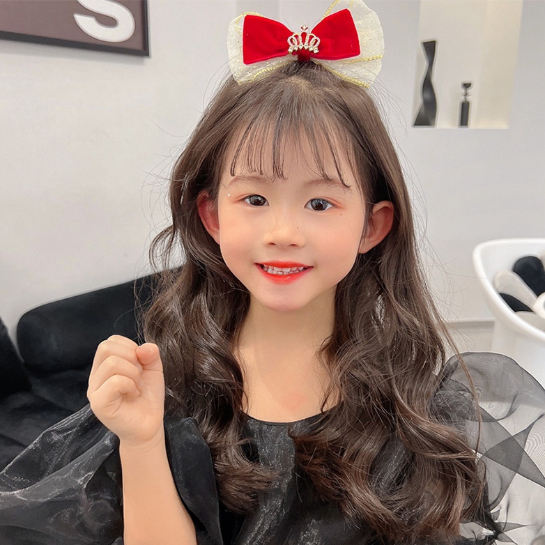 Kẹp Tóc Hình Vương Miện Phối Ren Cho Bé Gái