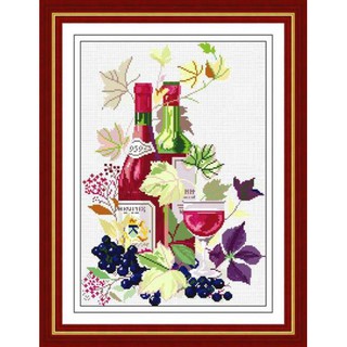 Tranh Thêu Chữ Thập Ly Rượu Hoa RY1868 (KHÁCH TỰ THÊU) KT:41X56CM