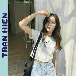 Áo croptop tay ngắn thêu logo
