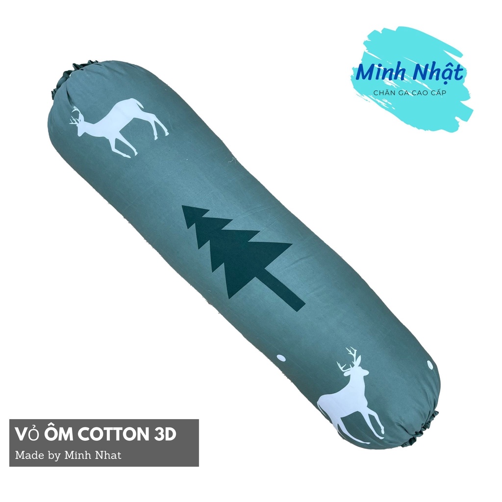 Vỏ gối ôm Cotton 3D Minh Nhật kích thước 35x100cm