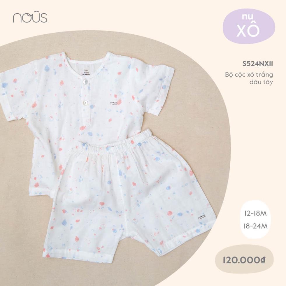 Bộ Quần Áo Cộc Bổ Trụ Cao Cấp Nous - Chất Liệu Nu Xô Mềm (Size Từ 12-24M)