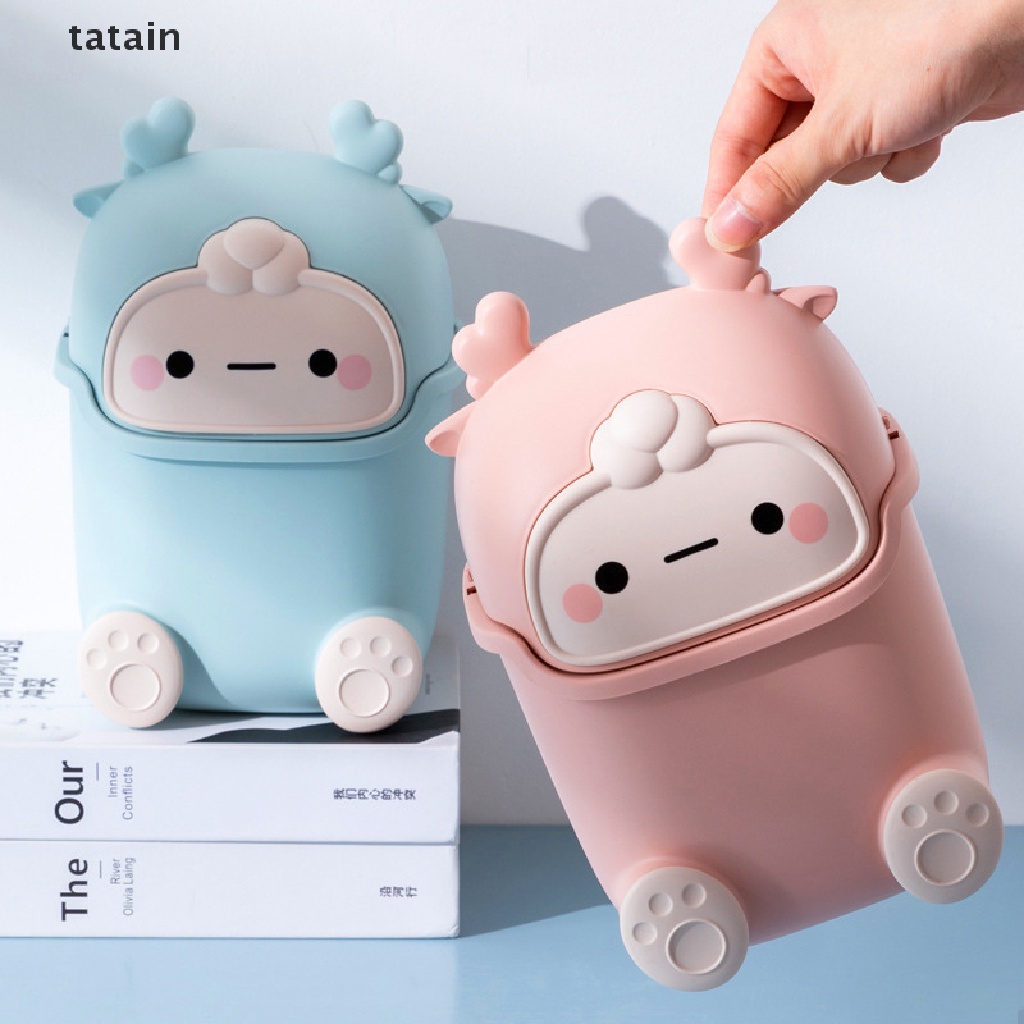 [TAT] Ins Desktop Small Trash Bin Waste Bin Bedroom Home Cute Trash Can With Lid CVX