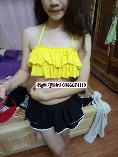 Áo bơi nữ bèo 2 tầng dễ thương