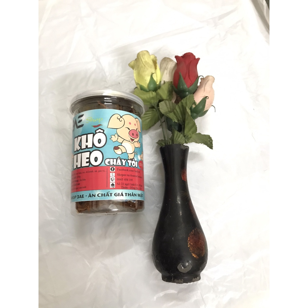 Khô heo cháy tỏi, thịt lợn xé sợi cay hộp 200g shop 3AE đồ ăn vặt ngon bổ rẻ Hà Nội | BigBuy360 - bigbuy360.vn