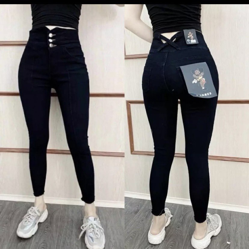 Quần jean nữ trơn chất co giãn, quần bò nữ cạp cao nhiều mẫu tp ms505