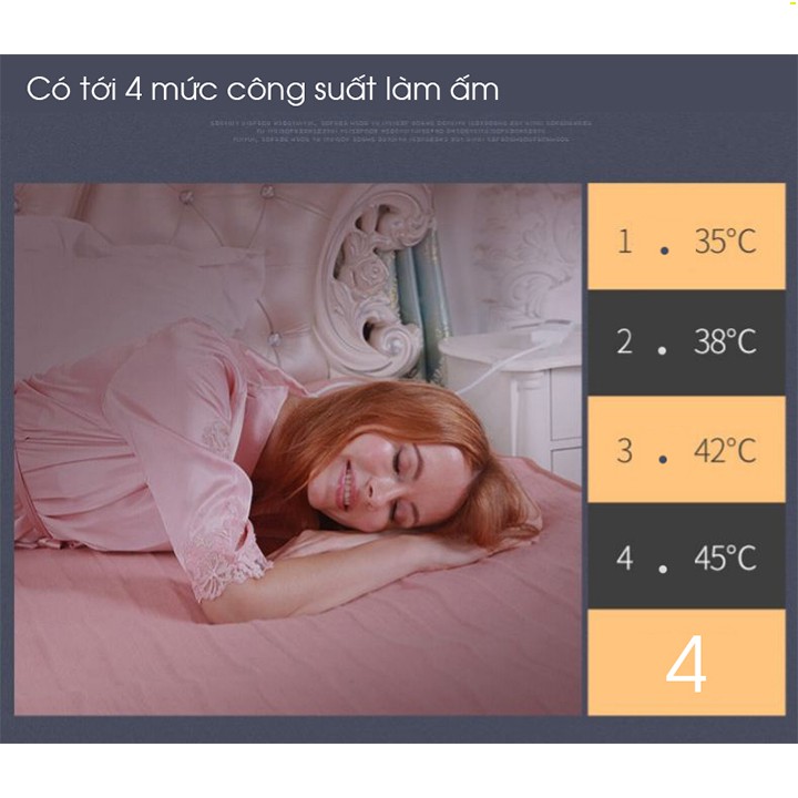 Chăn Đệm Điện Sưởi Ấm Cao Cấp Rulax Phong Cách Hàn Quốc, 2 Vùng Nhiệt Độc Lập
