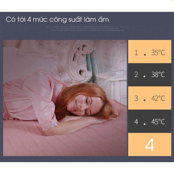 [CHÍNH HÃNG] Chăn Đệm Điện Sưởi Ấm Cao Cấp Chất Liệu Bông Chống Cháy Nổ, 2 Vùng Nóng Lạnh Độc Lập