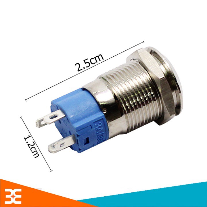 Nút Nhấn Đề Sắt Chống Nước Có Đèn Báo 12VDC-12mm Nhấn Giữ