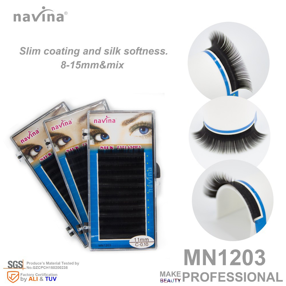 Navina Lông Mi Giả Mỏng Bằng Lụa Dày 0.10mm Dài 8mm-14mm