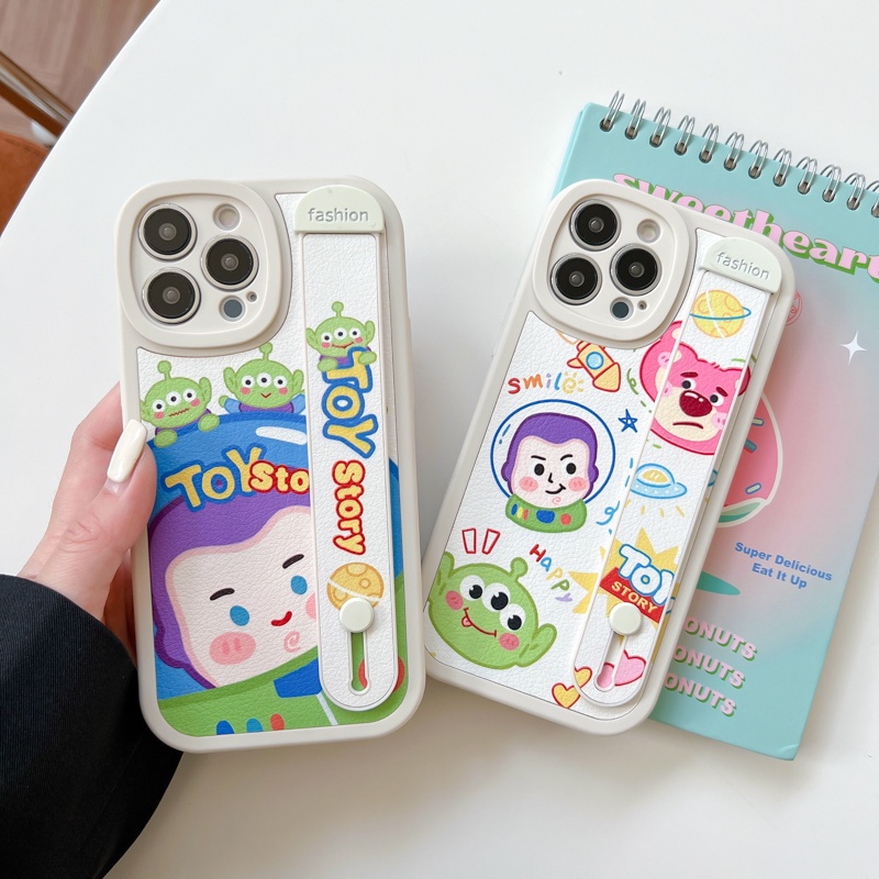 Ốp Điện Thoại Họa Tiết Hoạt Hình Gấu Hồng Kèm Dây Đeo Cổ Tay Chống Sốc Cho Iphone