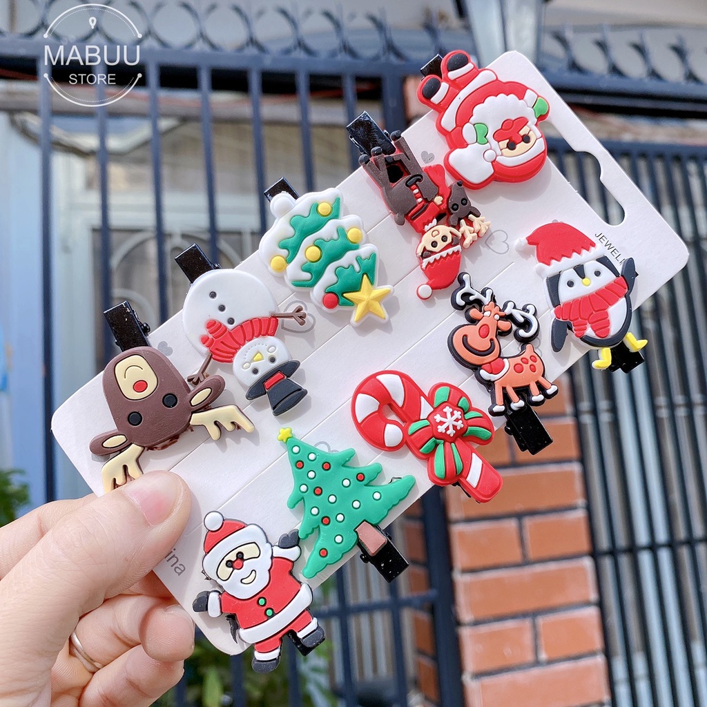 Set 10 Kẹp Tóc Giáng Sinh Đáng Yêu Cho Bé