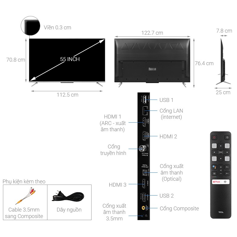 Android Tivi TCL 55 inch 55P715 (Miễn phí giao tại HCM-ngoài tỉnh liên hệ shop)