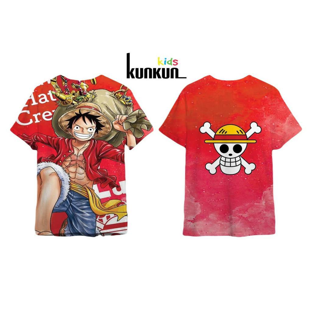 Áo bé trai thun lạnh in 3D hình Luffy vua hải tặc Kunkun Kid AD0001-04