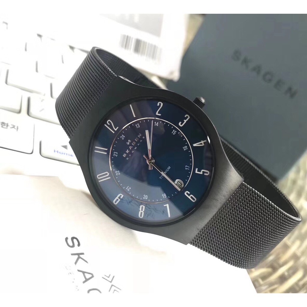 Đồng hồ nam skagen 233XLTMN mặt xanh dây đen size 38mm