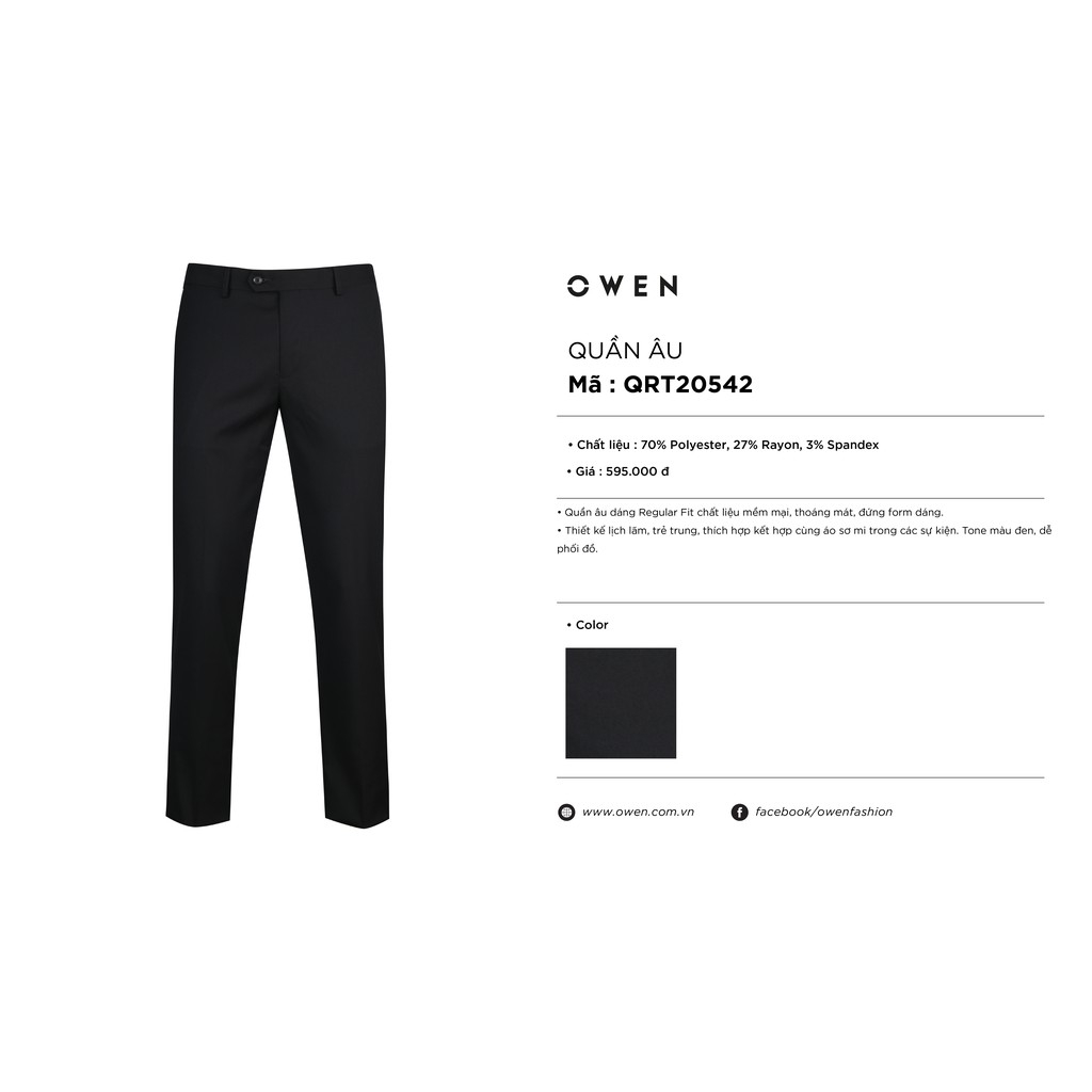 Quần âu nam màu ĐEN Owen - FREE SHIP - CHẤT MỀM MỊN CHỐNG NHĂN dáng regular cạp tăng đơ co giãn | BigBuy360 - bigbuy360.vn
