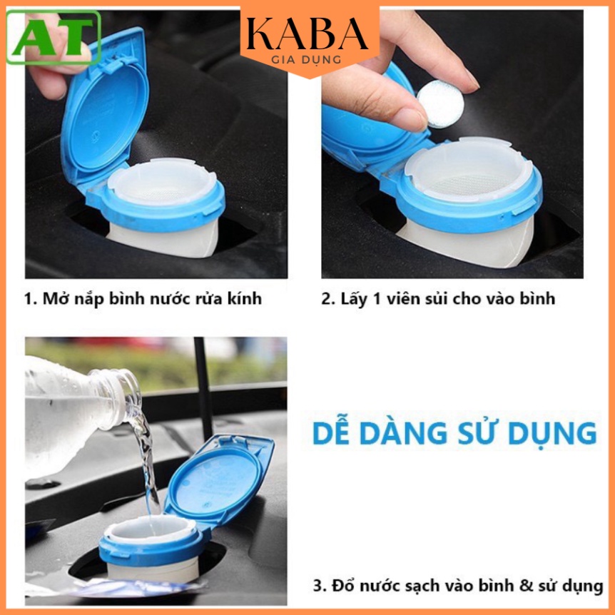 Viên sủi rửa kính ô tô - Hỗ trợ Tẩy sạch kính lái, 100% sinh học, thân thiện môi trường KABA