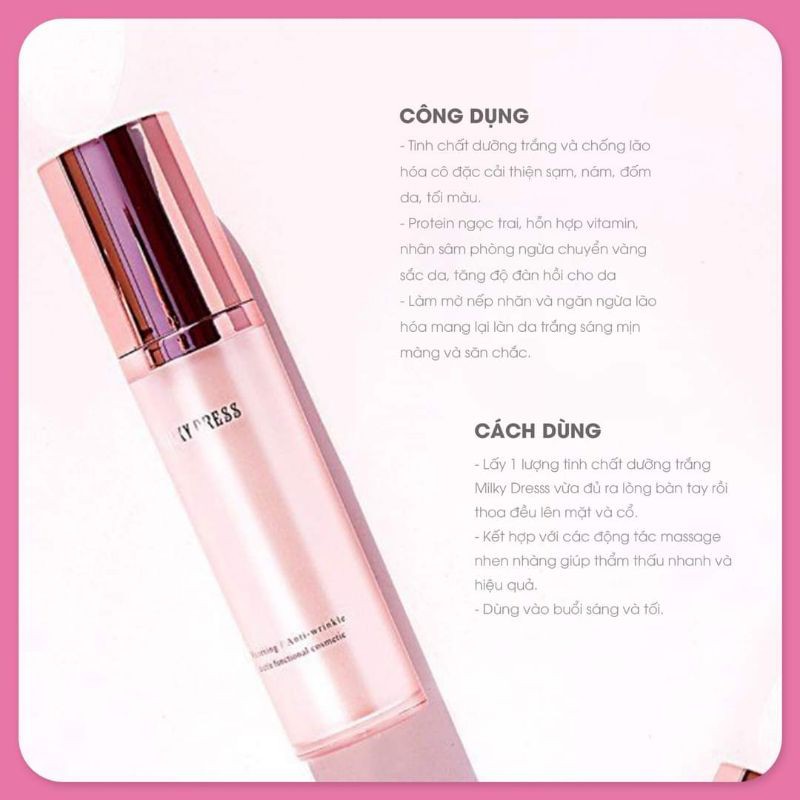 (GRAB / NOWSHIP) (DATE 28-04-2023) TINH CHẤT DƯỠNG TRẮNG, CHỐNG LÃO HÓA MILKY Milky Dress Sweet Rosy Essence