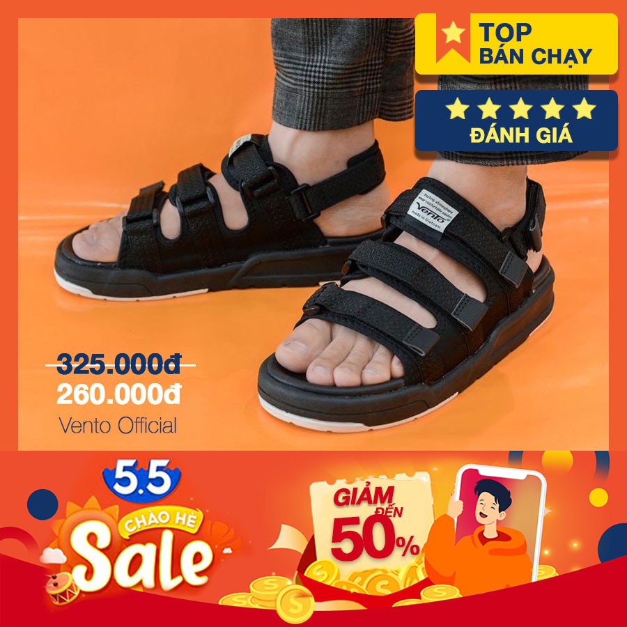 GIÀY SANDAL VENTO CHÍNH HÃNG 1001-ĐEN TRẮNG 01 [ẢNH THẬT - Full size 35-44]  [SANDAL VENTO NAM NỮ]