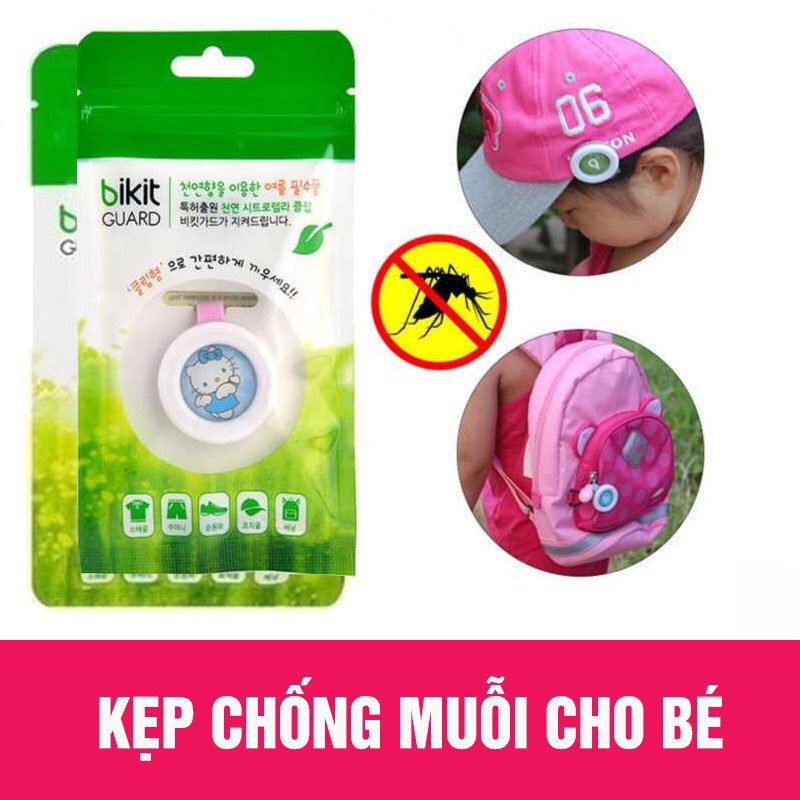 Kẹp chống muỗi Bikit Guard Hàn Quốc cho bé chiết xuất 100% tinh dầu chanh sả tự nhiên