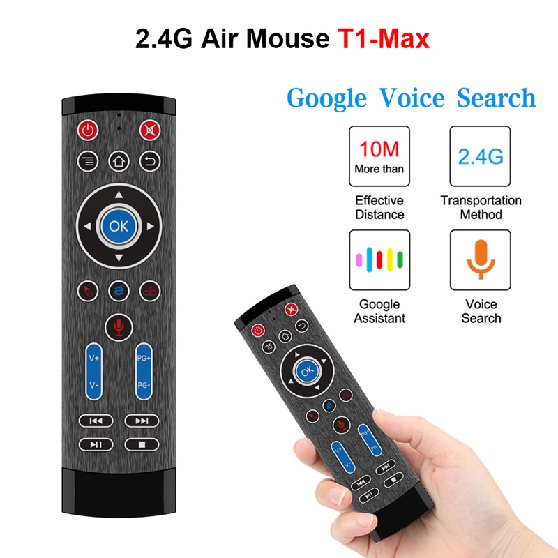 Remote chuột bay đìều khiển giọng nói có đèn LED có phím số dành cho Android box bảo hành 1 năm ILEPO MT1 chuột bay