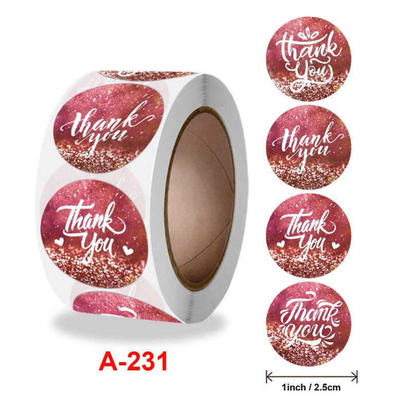 Sticker cuộn &quot;Thanks You&quot; 500 hình dán chữ (Cảm ơn mới nhất)