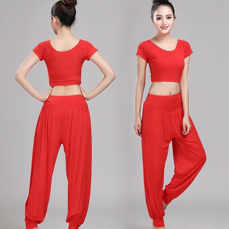 SET CROPTOP CỘC TAY QUẦN ALIBABA TẬP ZUMBA SIÊU HOT